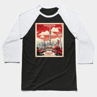 Shenzen China Vintage Poster Tourism Baseball T-Shirt